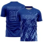 Custom Royal Light Blue Splash Sublimation Soccer Uniform Jersey