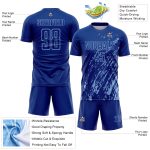 Custom Royal Light Blue Splash Sublimation Soccer Uniform Jersey