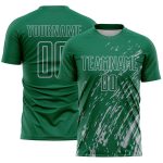 Custom Kelly Green Gray Splash Sublimation Soccer Uniform Jersey