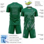 Custom Kelly Green Gray Splash Sublimation Soccer Uniform Jersey