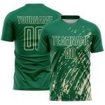 Custom Kelly Green Cream Splash Sublimation Soccer Uniform Jersey