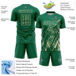 Custom Kelly Green Cream Splash Sublimation Soccer Uniform Jersey