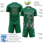 Custom Kelly Green Light Pink Splash Sublimation Soccer Uniform Jersey