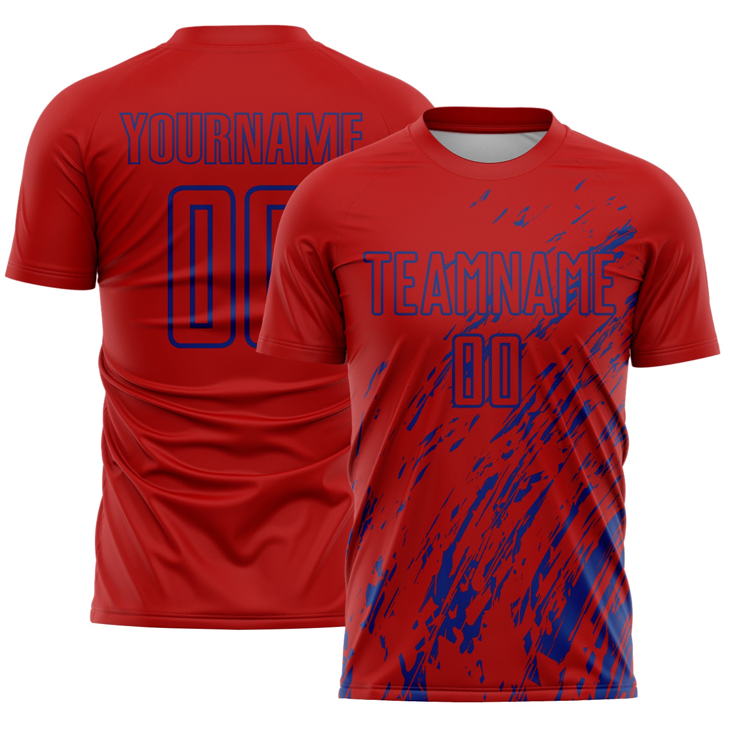 Custom Red Royal Splash Sublimation Soccer Uniform Jersey