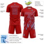 Custom Red Light Blue Splash Sublimation Soccer Uniform Jersey