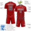 Custom Red Steel Gray-White Splash Sublimation Soccer Uniform Jersey