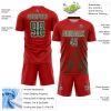 Custom Red Kelly Green-White Splash Sublimation Soccer Uniform Jersey