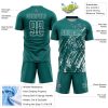 Custom Teal White Splash Sublimation Soccer Uniform Jersey