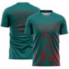 Custom Teal Red Splash Sublimation Soccer Uniform Jersey