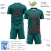 Custom Teal Red Splash Sublimation Soccer Uniform Jersey