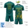 Custom Teal Gold Splash Sublimation Soccer Uniform Jersey