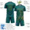 Custom Teal Old Gold Splash Sublimation Soccer Uniform Jersey