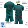 Custom Teal Crimson Splash Sublimation Soccer Uniform Jersey