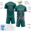 Custom Teal Medium Pink Splash Sublimation Soccer Uniform Jersey