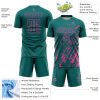 Custom Teal Pink Splash Sublimation Soccer Uniform Jersey