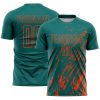 Custom Teal Orange Splash Sublimation Soccer Uniform Jersey