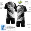 Custom Black White Line Sublimation Soccer Uniform Jersey