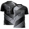 Custom Black Gray Line Sublimation Soccer Uniform Jersey
