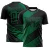 Custom Black Kelly Green Line Sublimation Soccer Uniform Jersey